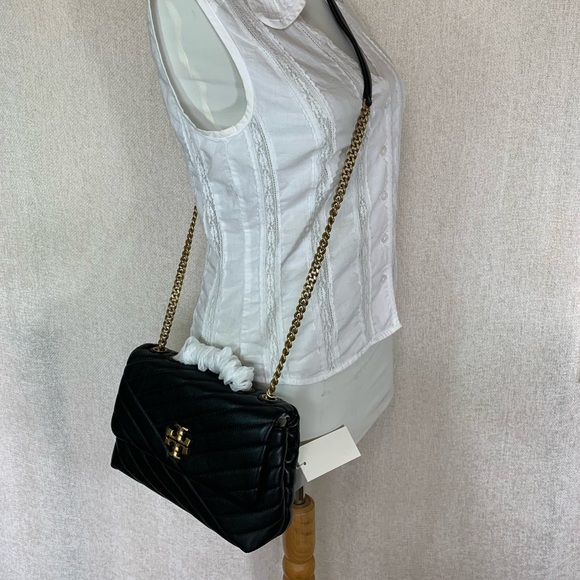 NEW Tory Burch Kira Chevron Black Small Convertible Shoulder Bag/Crossbody Bag - Picture 16 of 16